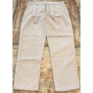 Arpenteur Mens Corduroy Trouser Pants Beige Pleated Front Straight Leg Comfy 36
